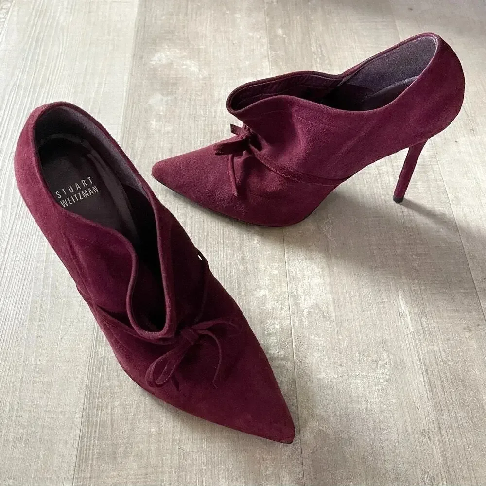 Stuart Weitzman Aokhi Pointy Suede Bootie Heel Women’s Size 8.5